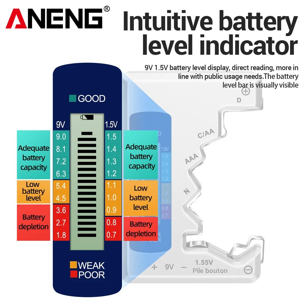 2026 Портативные ЖК-дисплей Батарейные тестеры ANENG C AA AAA D N 9V 1.55V Универсальные Кнопочные Батарейки Проверка Напряжения Емкости Детектор Емкостные Инструменты для Дома