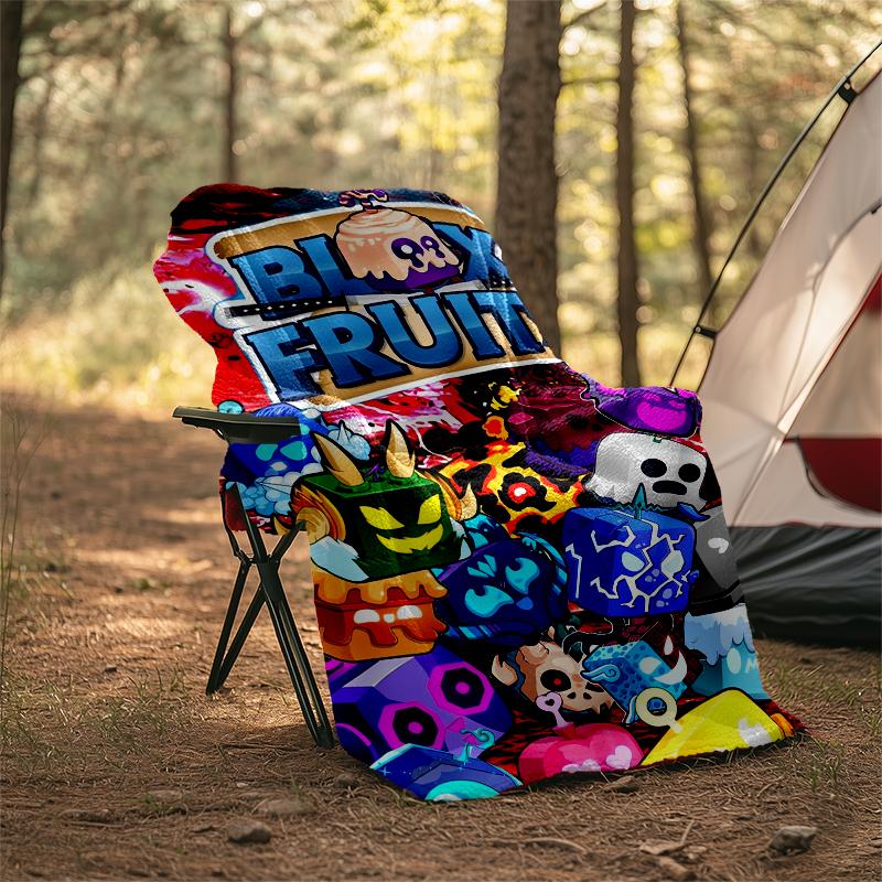 Blox Fruits Theme Printed Blanket - Perfect for Couch, Bed, Travel & Outdoor Use | Machine Washable, Cozy & Durable.