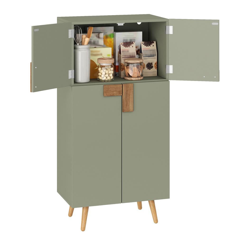 Tall cabinet with 4 doors, pantry cabinet with door-mounted and adjustable shelves, for kitchen, living room and dining room, 60 × 35× 120 cm