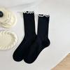 White Fungus Edge Socks Ballet Summer Thin Legs Breathable Contrasting Colors Lace Princess Wind Stacked Medium Tube Socks Thin
