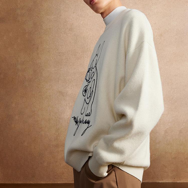 Свитер-пуловер с круглым вырезом и принтом Li Ning, унисекс-свитер Off-White AMBT235-3