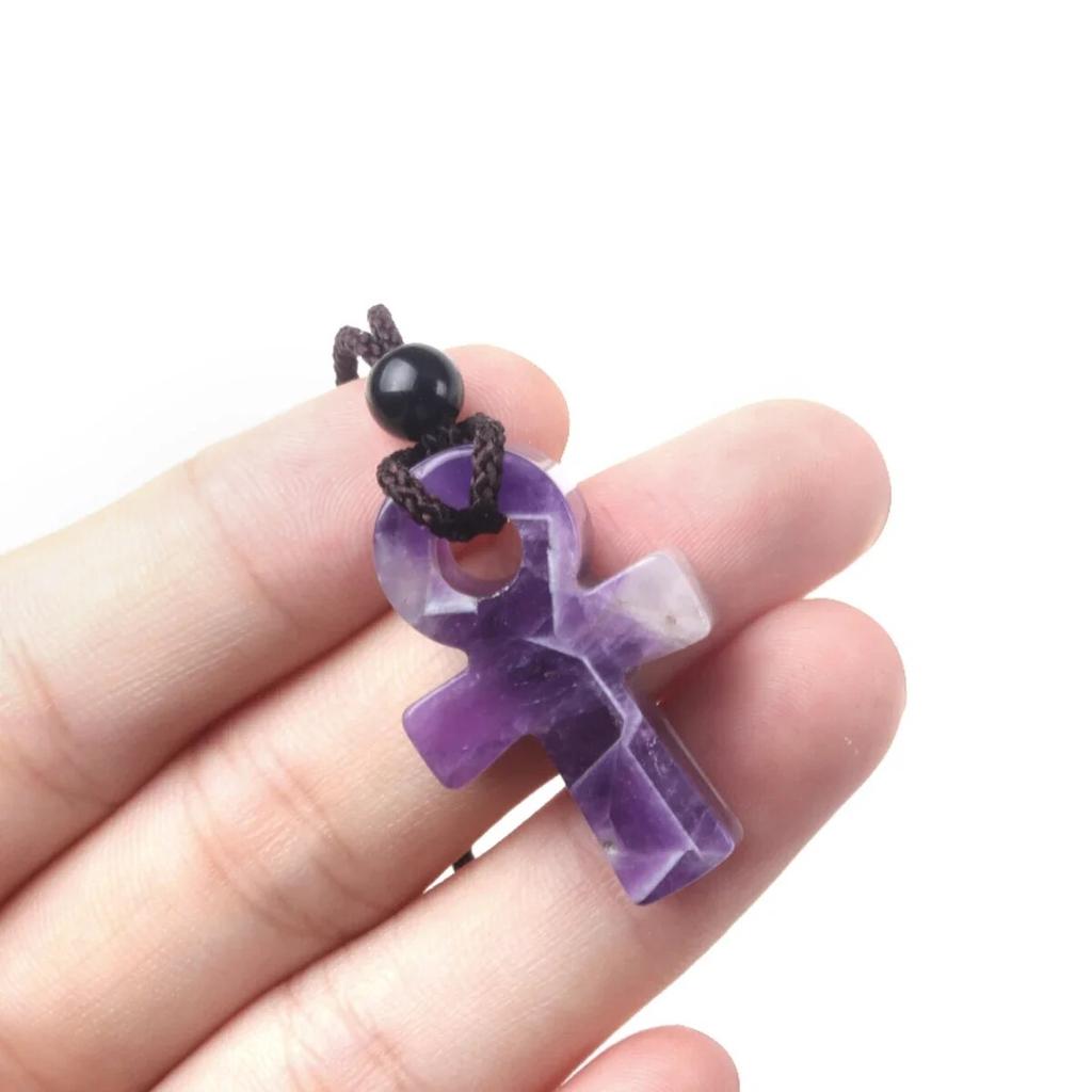 Ожерелье AnKa из натурального камня с кристаллами агатов Crux Ansata, подвеска в форме креста для женщин, подарок на день рождения, цепочка 32 см