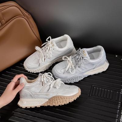 7 см увеличение внутренней высоты кожаные немецкие тренировочные туфли 2025 ранняя весна платформа универсальные полированные туфли Форреста Гампа повседневная спортивная обувь женская