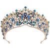 Gorgeous Baroque Blue Butterfly Crown Headband Luxury Rhinestone Bridal Tiaras Headwear Girls Birhtday Wedding Hair Jewelry