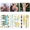 Bronzing Tattoo Sticker Wind Metal Bronzing Silver Waterproof Sticker Set Fashion Bohemian Bracelet Decal