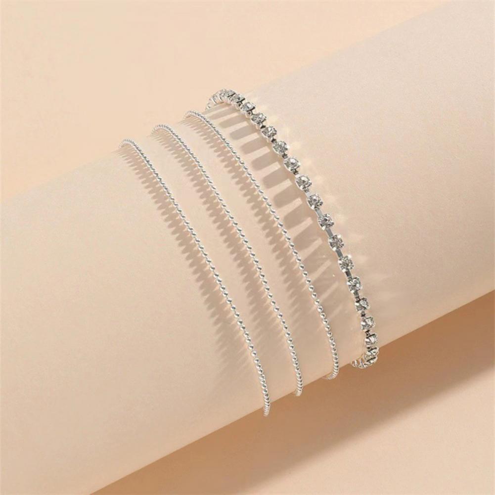 Women Daily Wear Anklet Elegant Multi-layered Rhinestone Women's Anklet with Adjustable Length Polished for Birthdays for Her