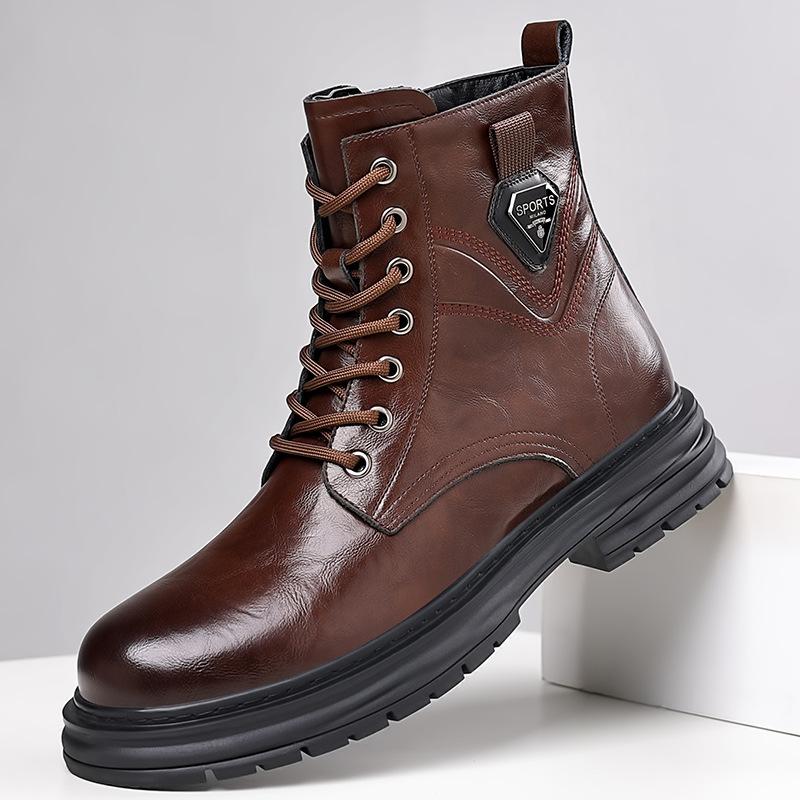 Модные осенне-зимние ботинки из коровьей кожи для мужчин, новые дизайнерские модные повседневные рабочие туфли для мужчин, модные повседневные ботинки на платформе для мужчин