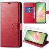 Protective Case - BOOLING - for Samsung Galaxy A56 5G - Red Leather Effect - 2 Tempered Glasses - Shockproof
