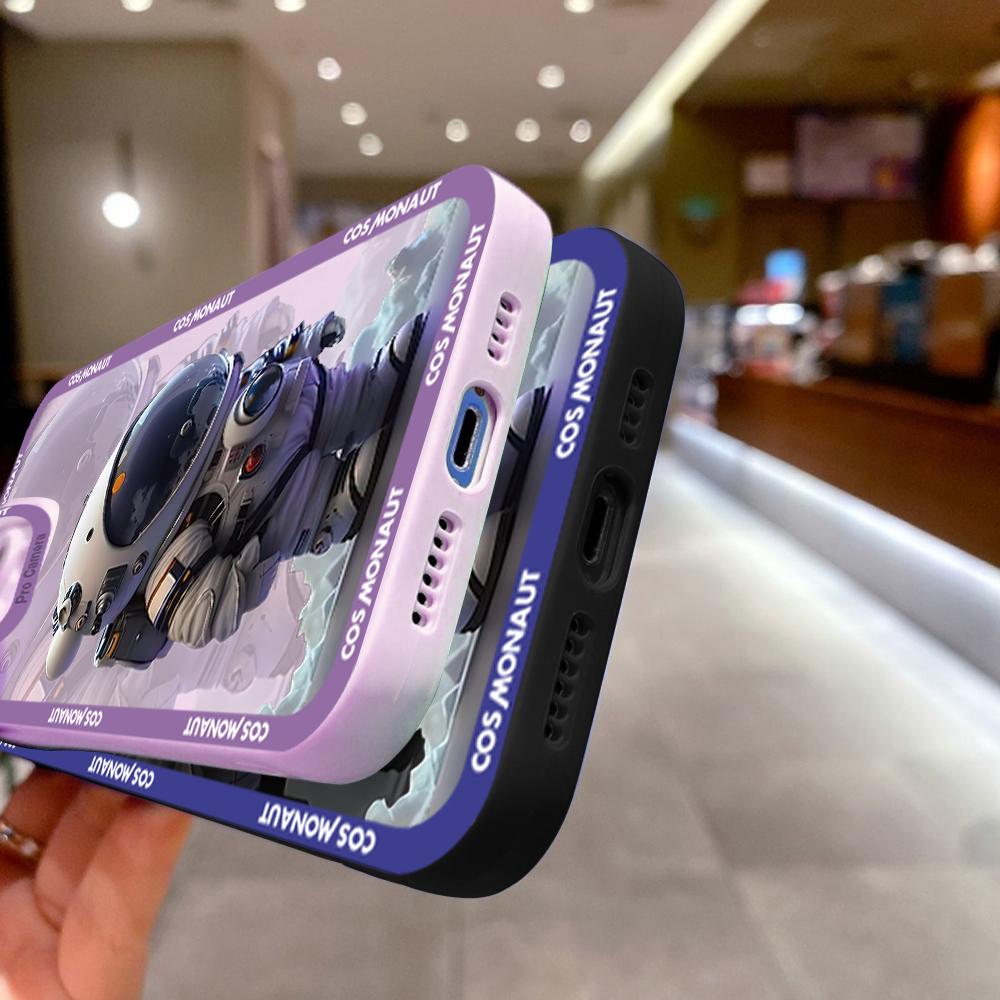 Для iPhone 16 15 14 Pro Max Redmi Note 13 12 Pro Samsung S25 S24 Ultra A13 A14 A15 A16 Space Astronaut Design Soft Full Lens Camera Protective Case