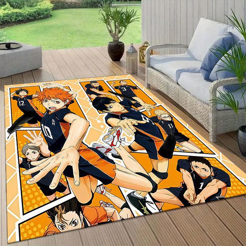 Haikyuu Flannel Pattern Square Carpet,Area Rug,Carpet Rug for Living Room Bedroom Sofa Playroom Decor,Non-slip Floor Mat