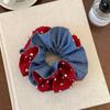 Korean Style Double-Layer Polka Dot Denim Scrunchie Hair Tie