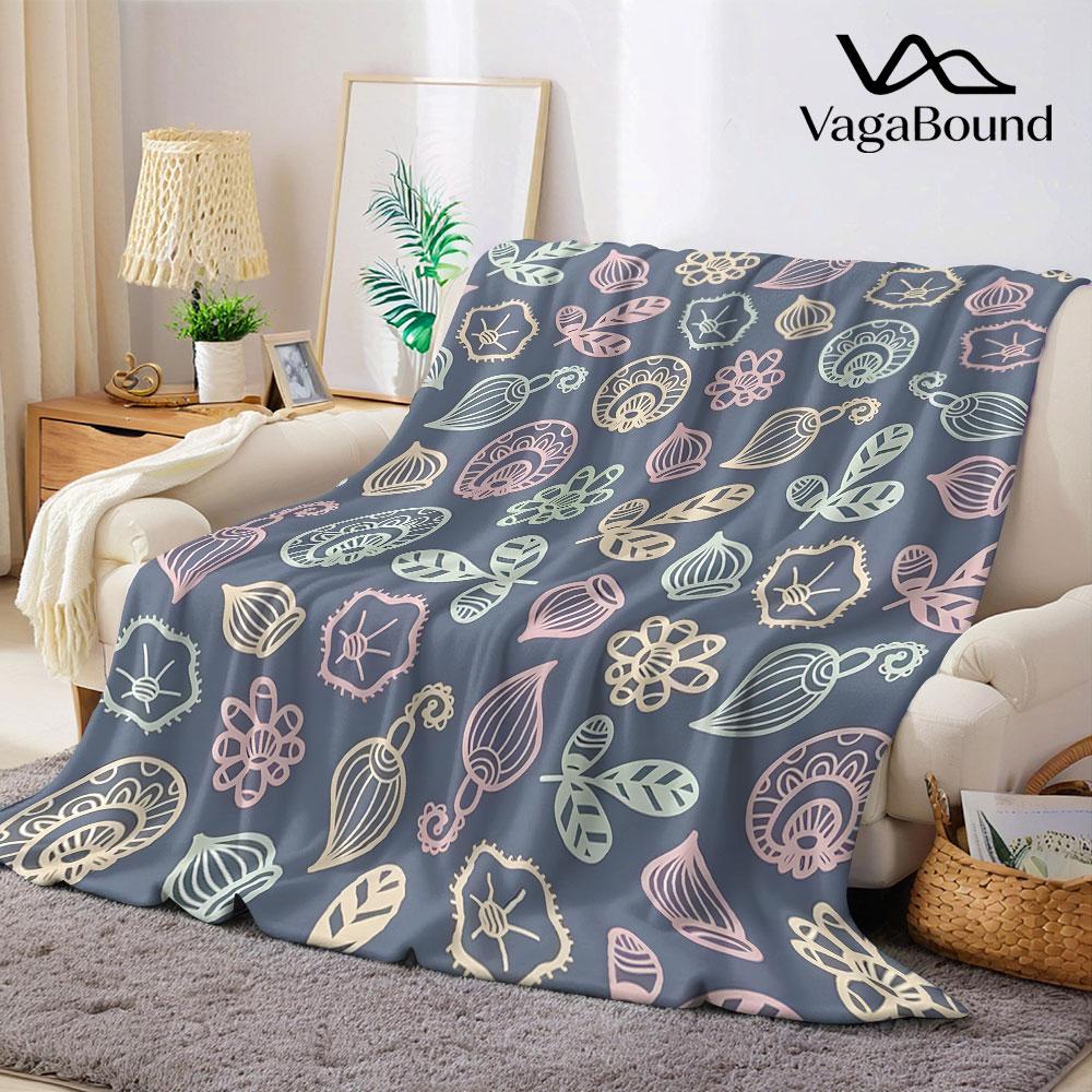 Pastel Line Floral Sketch Flannel Blanket Warm Soft Halloween Christmas Decorative Couch Warm Cozy All-Season Gift