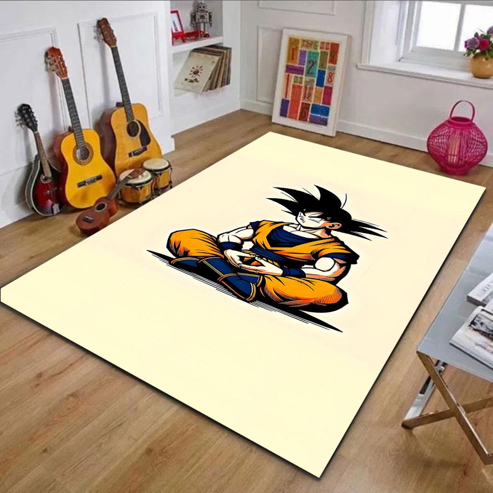 Meditating Warrior in Orange Outfit Patterned carpet, non slip mat suitable for living room and bedroom sofas