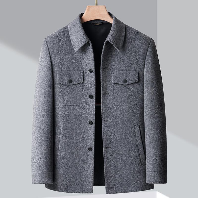 Высококачественное двухстороннее кашемировое пальто мужское осенне-зимнее новое модное шерстяное пальто с лацканами в деловом повседневном стиле