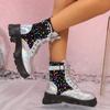 Autumn Winter Plus Size Women'S Pocket Boots Personalized Bags Boots Sequins Decoration Round Toe Thick Sole 35-43