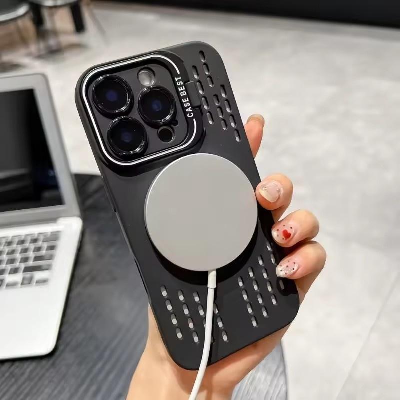 Дышащий мягкий чехол для задней панели для iPhone 17 16 15 14 13 12 11 Pro Max Plus Охлаждающий с теплоотводом Магнитный чехол для телефона для Magsafe