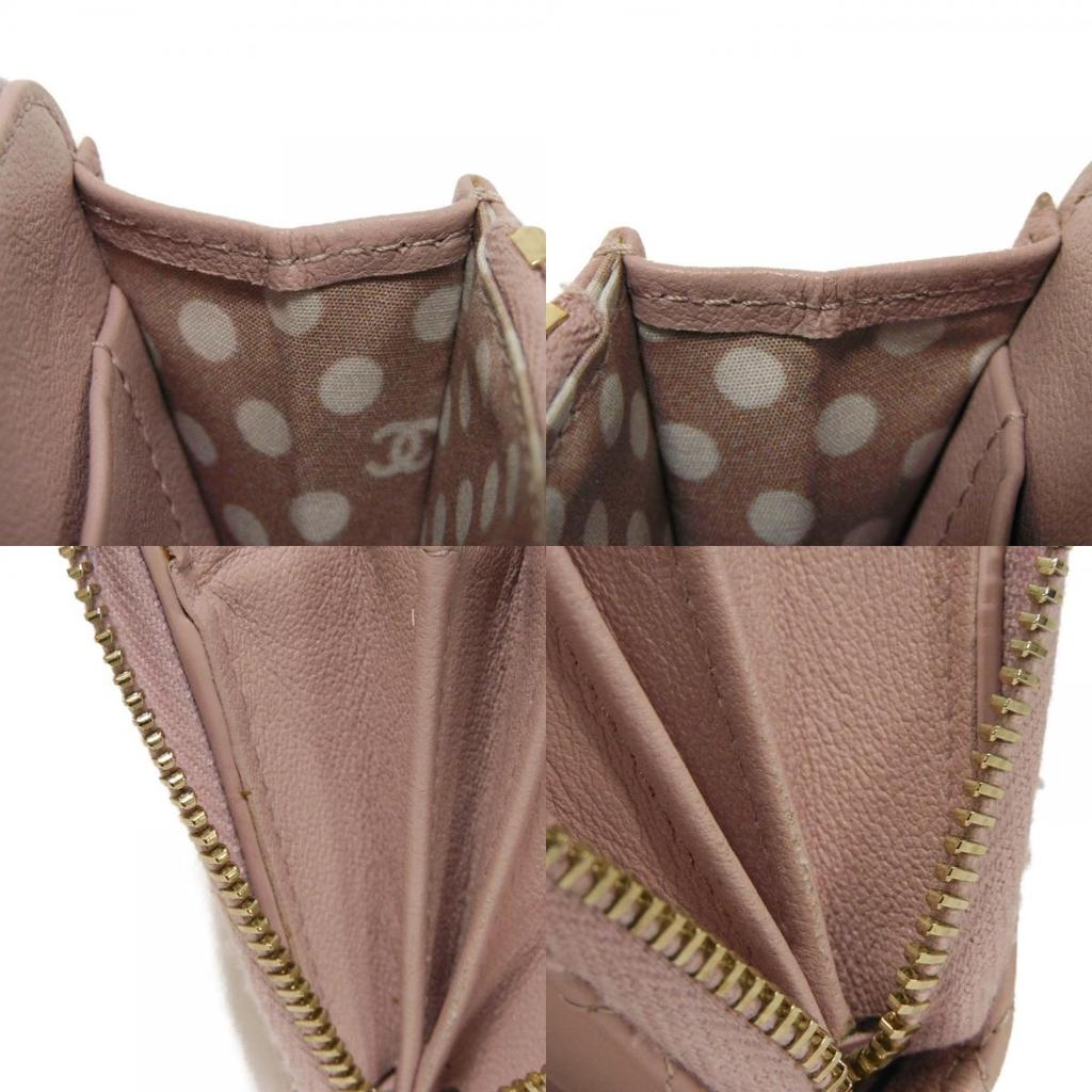 Б/у 10097 Кошелек для монет на молнии Coco Pearl AP3811 7943 COCO Mark CC Mark Точки Рандомный Мателье Розовый Бежевый Женский из Японии