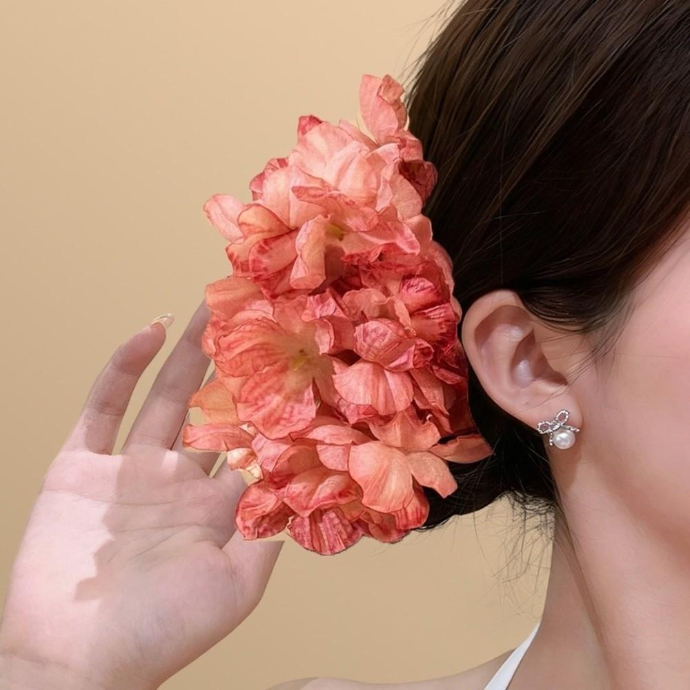 Vintage Beach Hair Claw Simulation Vacation Headwear Fashion Sweet Flower Duckbill Clip Travel
