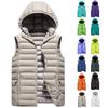 Men's Casual And Fashionable Ribbed Patterned Sleeveless Cotton Vest, Men's Hooded Solid Color Fitted Cotton Jacket Vest