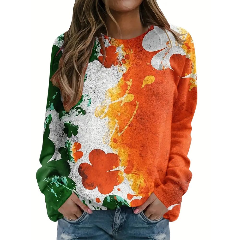 Новые зимние женские топы с длинным рукавом, черно-белые свободные рубашки с круглым вырезом и длинным рукавом с принтом 3D-кота, элегантные осенние толстовки