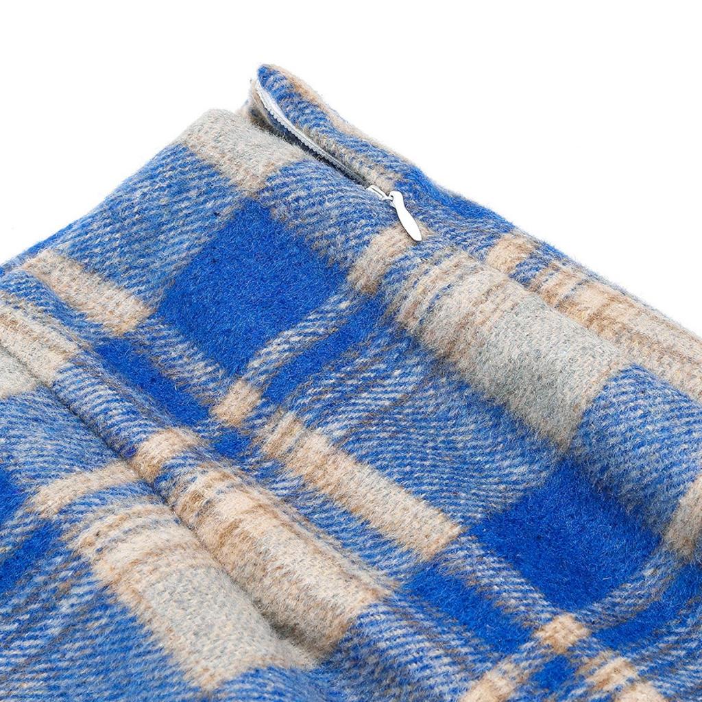 Women's, High Waisted, Plaid Skirt, Tight Fitting, Pencil, Wool, Mini Skirt