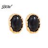 Elegant Resin Gemstone Earrings 1 Pair Vintage Oval Stud for Women, Retro Statement French Style Dangle Earrings, Gold Frame Chunky Stone Jewelry