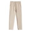 Summer Linen Cotton Breathable Loose-fit Casual Japanese Simple Solid Color Drawstring Straight-leg White Trousers