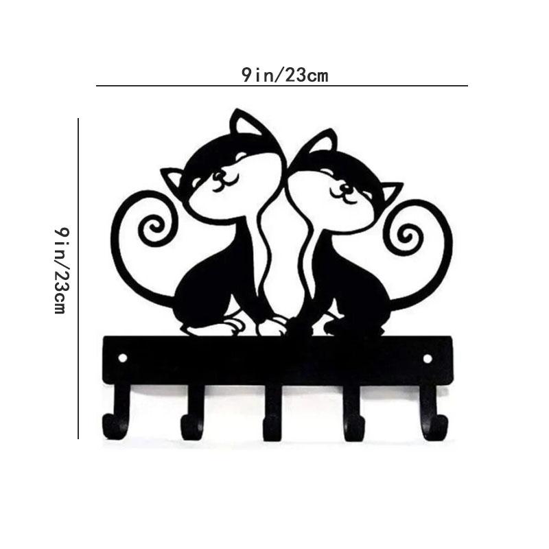 Twin Cats Key Rack Wall Mounted Hook Up Artwork Shape Decoration Accessories Practical and Stylish Home Decor Solution