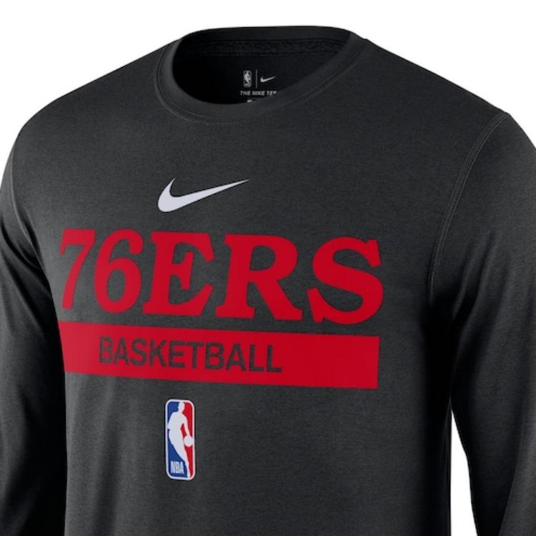 Nike Футболка X NBA Philadelphia 76ers 2022/23 Legend On-Court Practice Performance Vintage Logo Breathable с круглым вырезом и длинным рукавом для мужчин DR6535-010