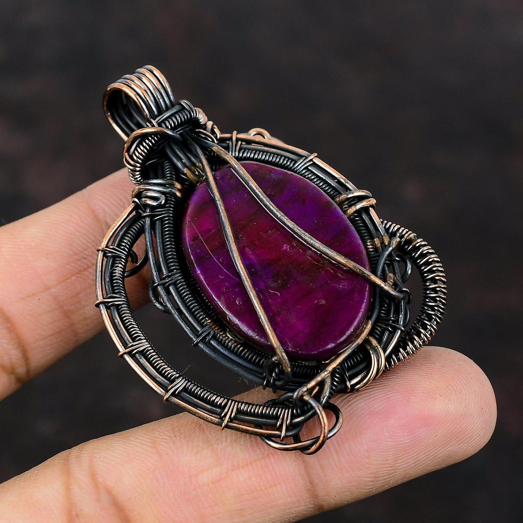 Фиолетовый огненный лабрадорит кулон медная проволока обернутая ювелирные изделия драгоценный камень кулон медные подвески ювелирные изделия ручной работы обернутая проволокой подвеска для подарка