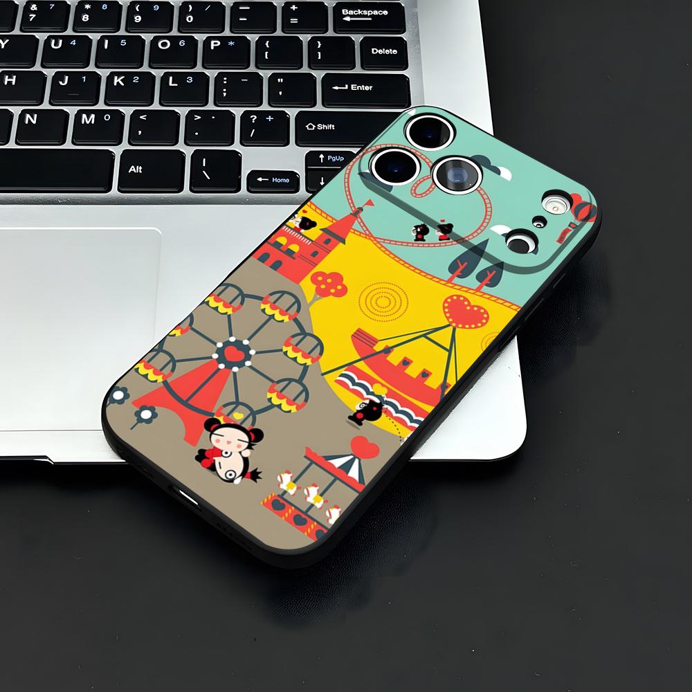 Fashion Cute Cartoon Pucca Phone Case For IPhone 17 Air 16 E Pro Max 15 14 13 Mini 12 Pro 11 Max Plus Black Soft Shell