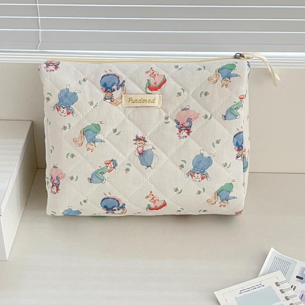 Cartoon Portable Cosmetic Bags for Women Travel Animal Print Toiletry Storage Ladeis Makeup Handbags Commuter Female Pencil Case
