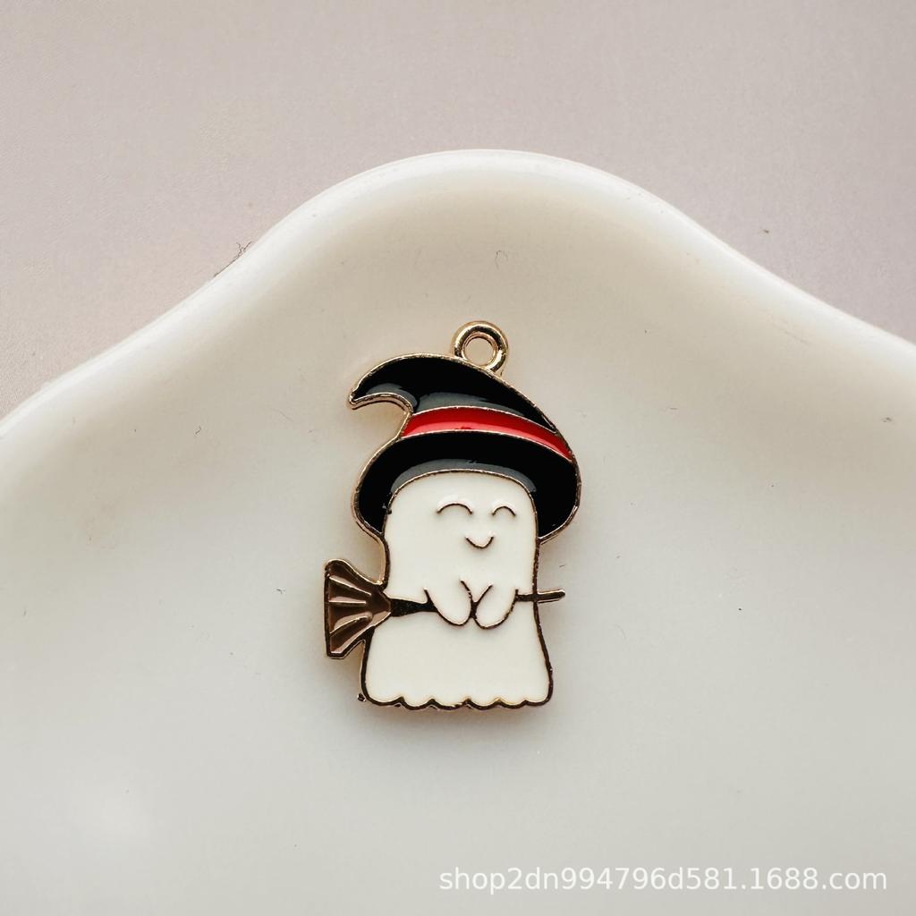 Halloween Ghost Enamel DIY Pendant Alloy Drop Oil Charm Keychain Headwear