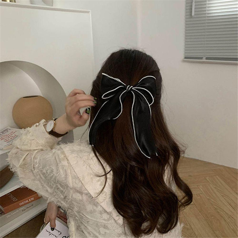 Для женщин и девочек стример с жемчугом, милые бантики для волос, заколки для волос, заколки для волос, головные уборы, заколки с бантом, заколки
