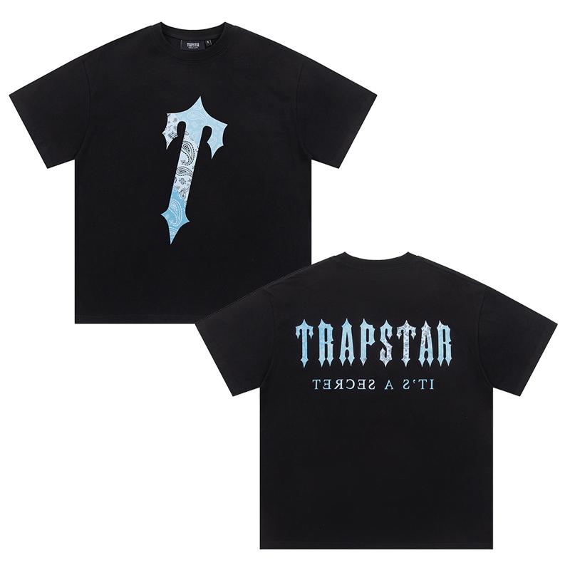 640 Trapstar London 2025 Лето Новая Высококачественная Хлопковая Круглая Горловина Свободная Футболка Большого Размера Для Мужчин и Женщин Парная Футболка