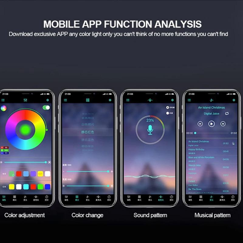 LED RGB Car Foot Ambient Light With USB Wireless Remote Voice Music APP Control Cigarette Lighter Car Footwell Lights