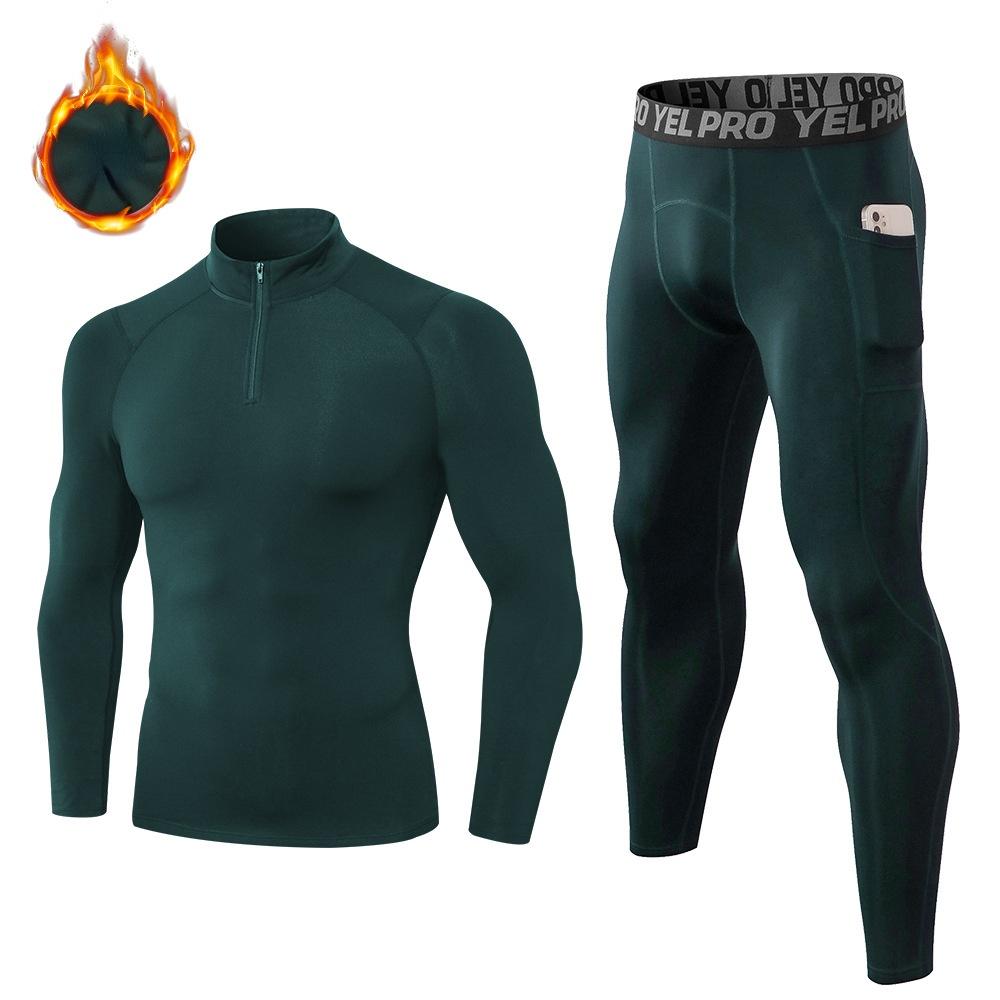 CANGHPGIN Мужской осенне-зимний бархатный костюм для фитнеса, облегающая тренировочная спортивная одежда