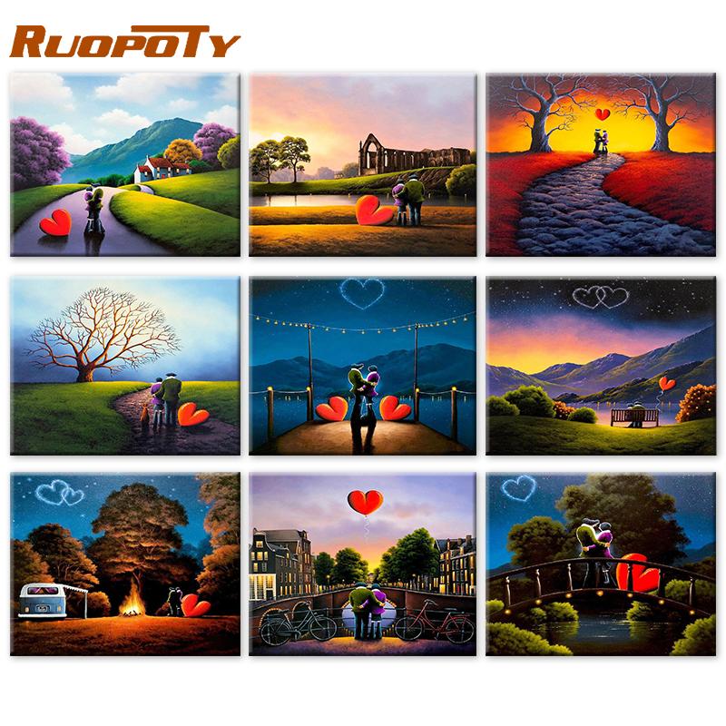 RUOPOTY Цифровая картина «сделай сам» Любовник Рисунок Картина Настенное искусство на холсте Цифровая ручная роспись Гостиная