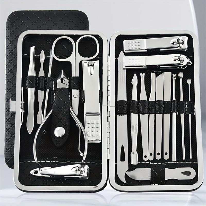 19pcs Nail Clipper Professional Nail Grooming Pedicure Kit Nail Cutter Tools With Travel Case Manicure Trimmer Scissors
