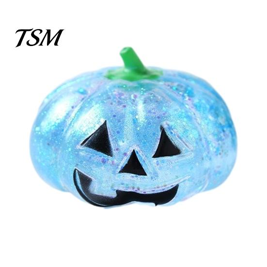 Glitter Pumpkin Desk Toy 1/4Pcs Halloween Stress Relief Toy, Smiling Head Squeeze Clear Fidget Office for Relieve Anxiety Sparkly