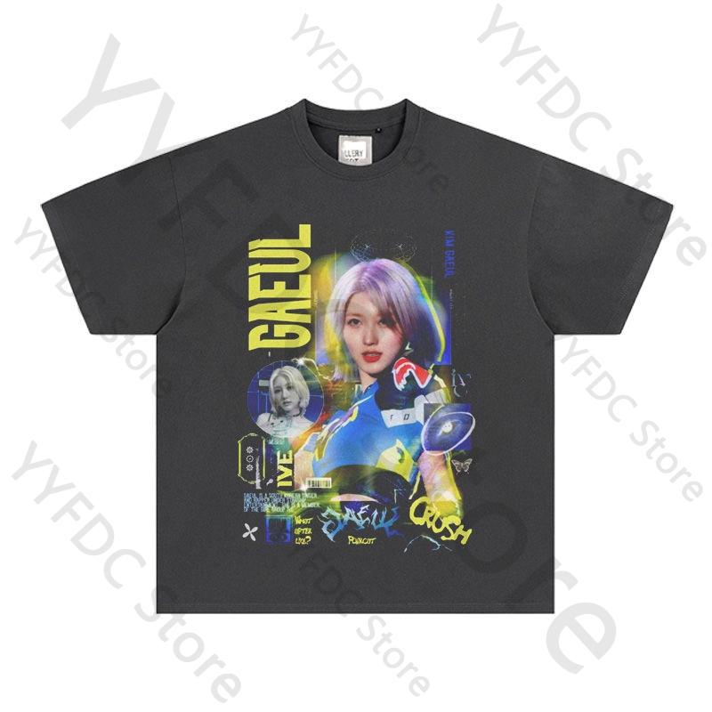 New GAEUL T Shirt Streetwear Retro Trend Y2K Tshirt Women Unisex Summer Cotton Short Sleeve Tee Tops Kpop Fashion Fans Clothes