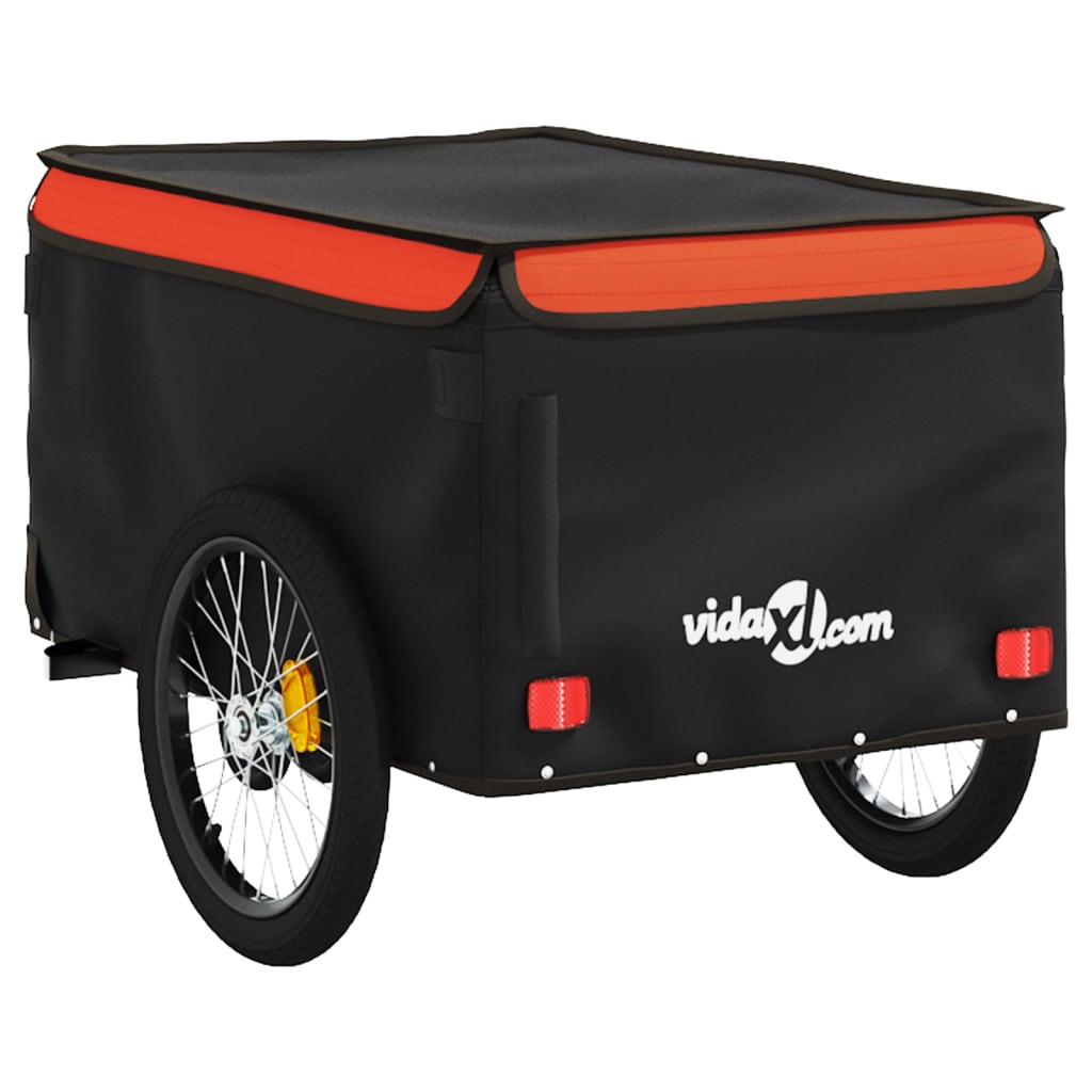 Bicycle Trailer Black and Orange 30 kg Iron