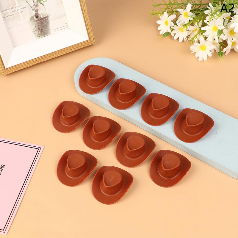 10Pcs Miniature Plastic Doll Hat Western Cowboy Hat Cowgirl Hat For Dolls Decoration Accessories