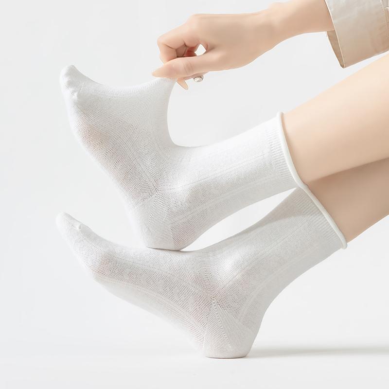 Fenteng [Breathable Cotton Socks] 6-pack Stacked Socks Solid Color Versatile Boneless Middle Tube Socks Casual Sports Women's Socks Children