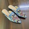 Fashion Slippers Shoes for Women Mules Luxury Designer Embroidery Ethnic Style Low Heel Home Sandals Female In Fashion