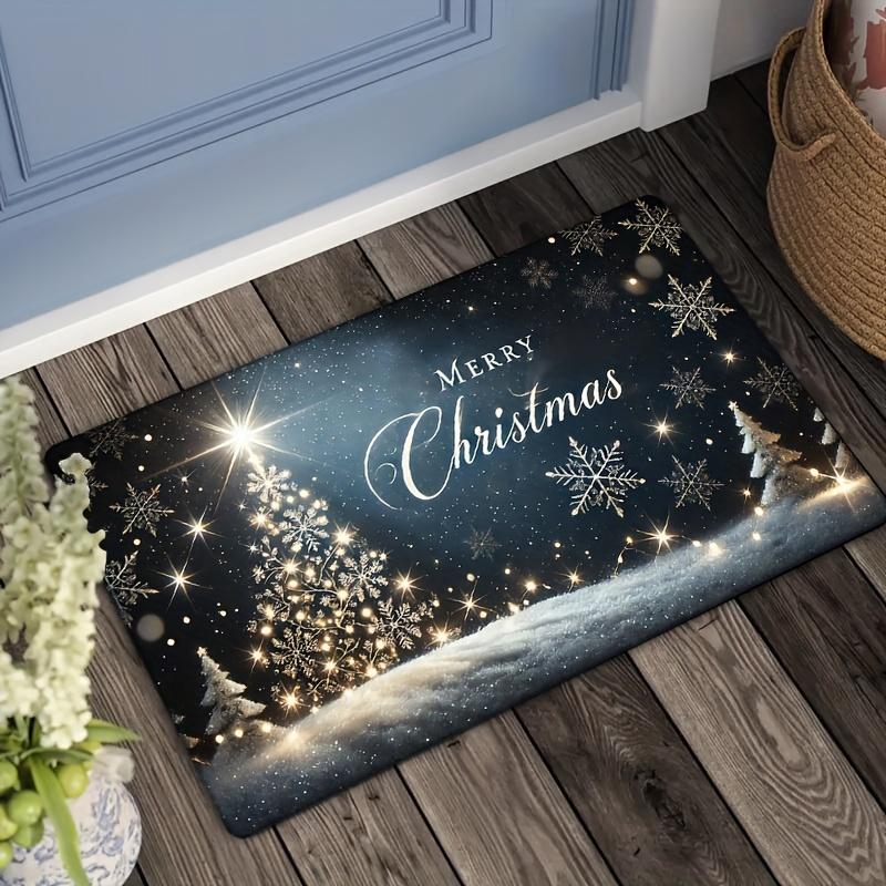 Christmas Carpet Romantic First Snow Door Mat Porch Soft Welcome Mat Rug For Bedroom Living Room Outdoor Carpet Home Deco