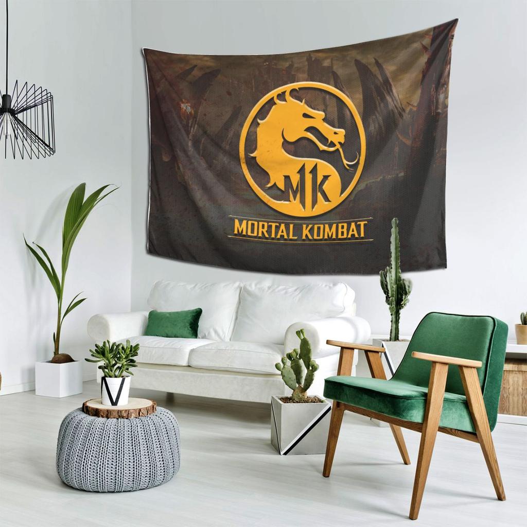 Mortal Kombat Logo Tapestry Decor Art Aesthetic Tapestries for Living Room Bedroom Home Wall Cloth Wall Hanging