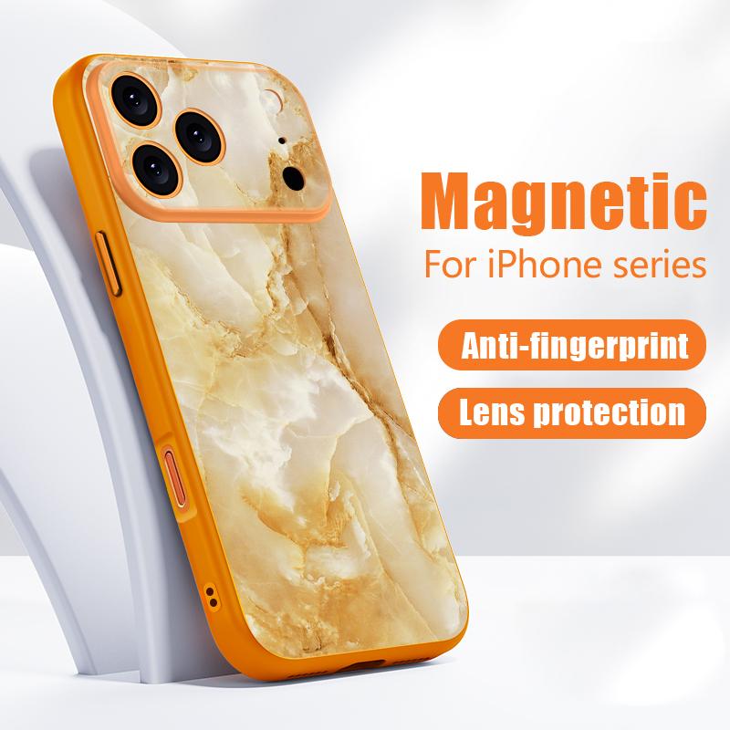 Чехол с рисунком под песчаник и мрамор для iPhone 17 Pro Max Чехол iPhone 16 15 14 13 Pro Max Магнитный для Magsafe Гибридный Тонкий Матовый Чехол