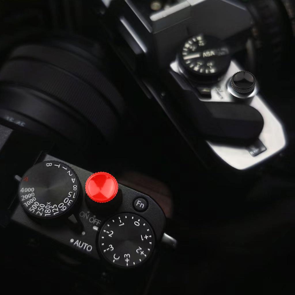 Yullmu Camera Shutter Pure Copper Soft Compatible with Fuji Leica Nikon and More Comfortable and Easier Installation Button, 2-Pack (Red & Black),