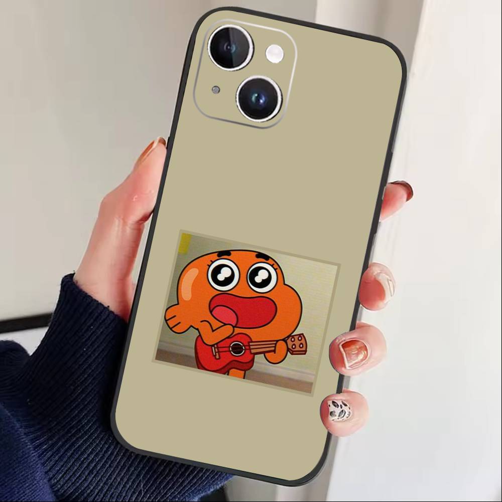 Чехол для телефона J-Gumball и Darwin для iPhone 16,15,14,13,12,17,Pro Max,Plus Силиконовый Черный Чехол